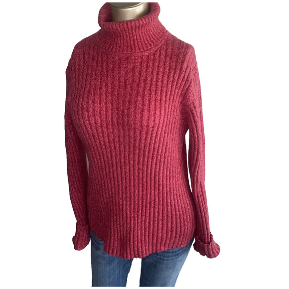 Eddie Bauer Vintage Women Large Pink Salmon Cable Knit Sweater Fisherman - Picture 1 of 6